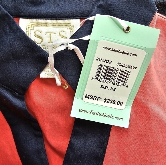 STS Sail to Sable Coral & Navy sleeveless dress. NWT XS - Picture 7 of 7